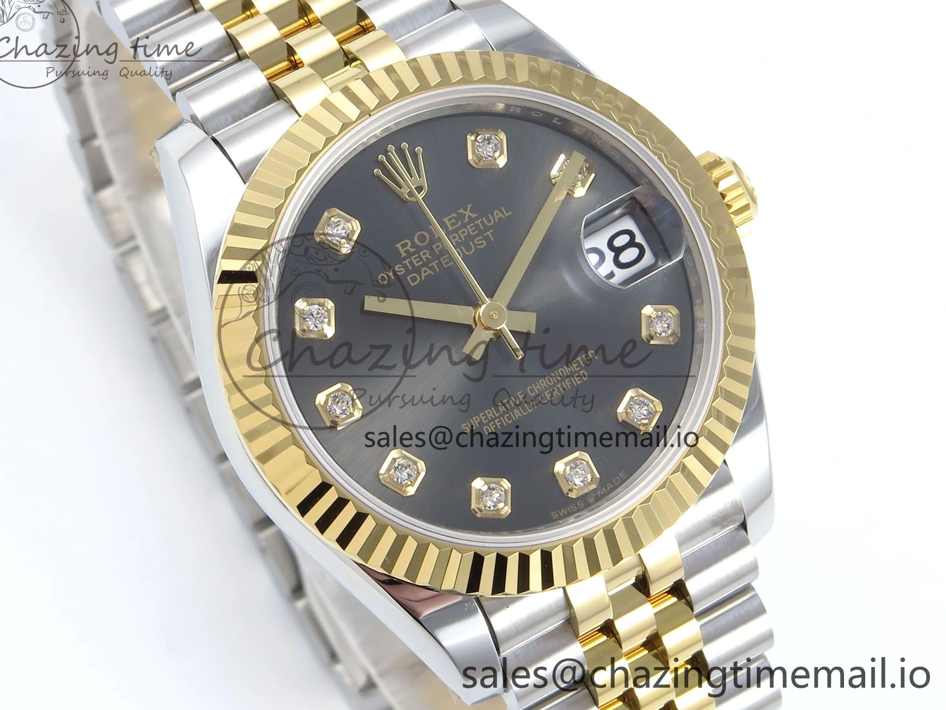 Best ETA 31 904L 278273 1:1 Edition Steel DateJust Bracelet Gray on YG 2688 SS Jubilee Diamonds Dial ARF 0206